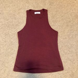 High neck knit/spandex tank